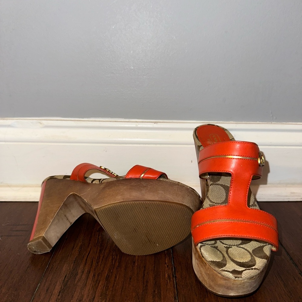 Coach Vibrant Orange Leather Sandals - Picture 3 of 3